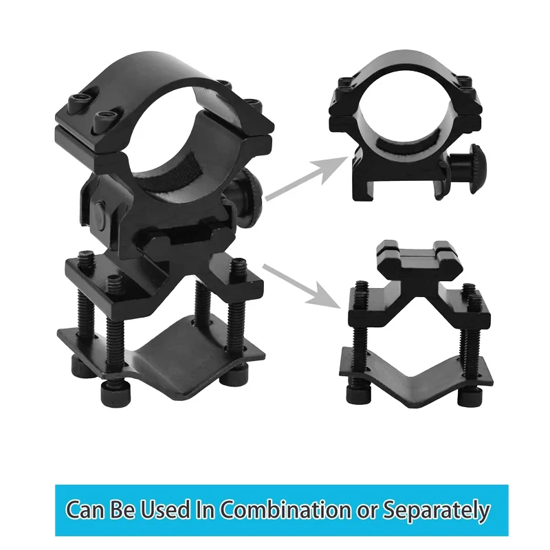 Toy Gun Accessories,Tactical Adjustable Flashlight  Laser Sight Mount Adapter,Detachable 1 Inch Scope Ring & Rail Mount Combo