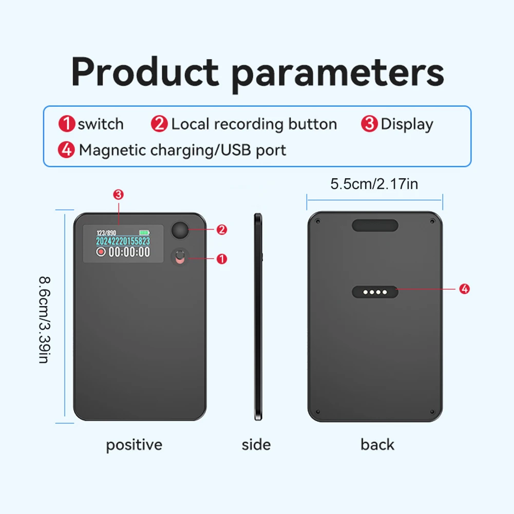 A3 ChatGPT AI مسجل صوتي APP التحكم ترجمة Summarize مسجل مؤشر LED جهاز ترجمة تسجيل الصوت المحمول