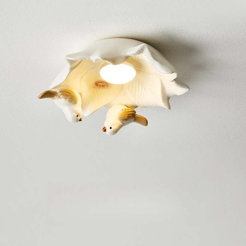 Creative Shell Bird Embedded Tube Home Ceiling Lights Bright Installation Spotlight French Cream Style Corridor LED Ceiling Lamp