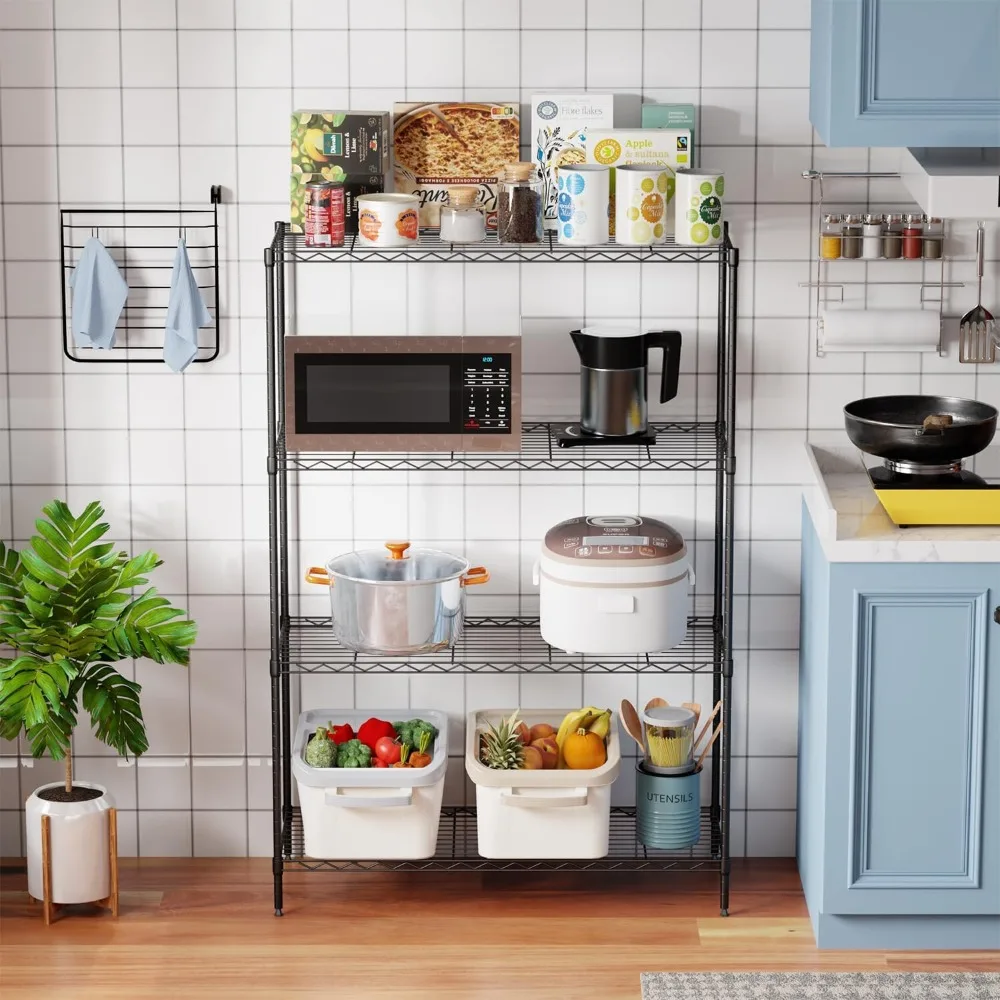 

4 Tier Shelving Unit 35.4 L x 13.3 W x 53.7 H Metal Shelving Standing Storage