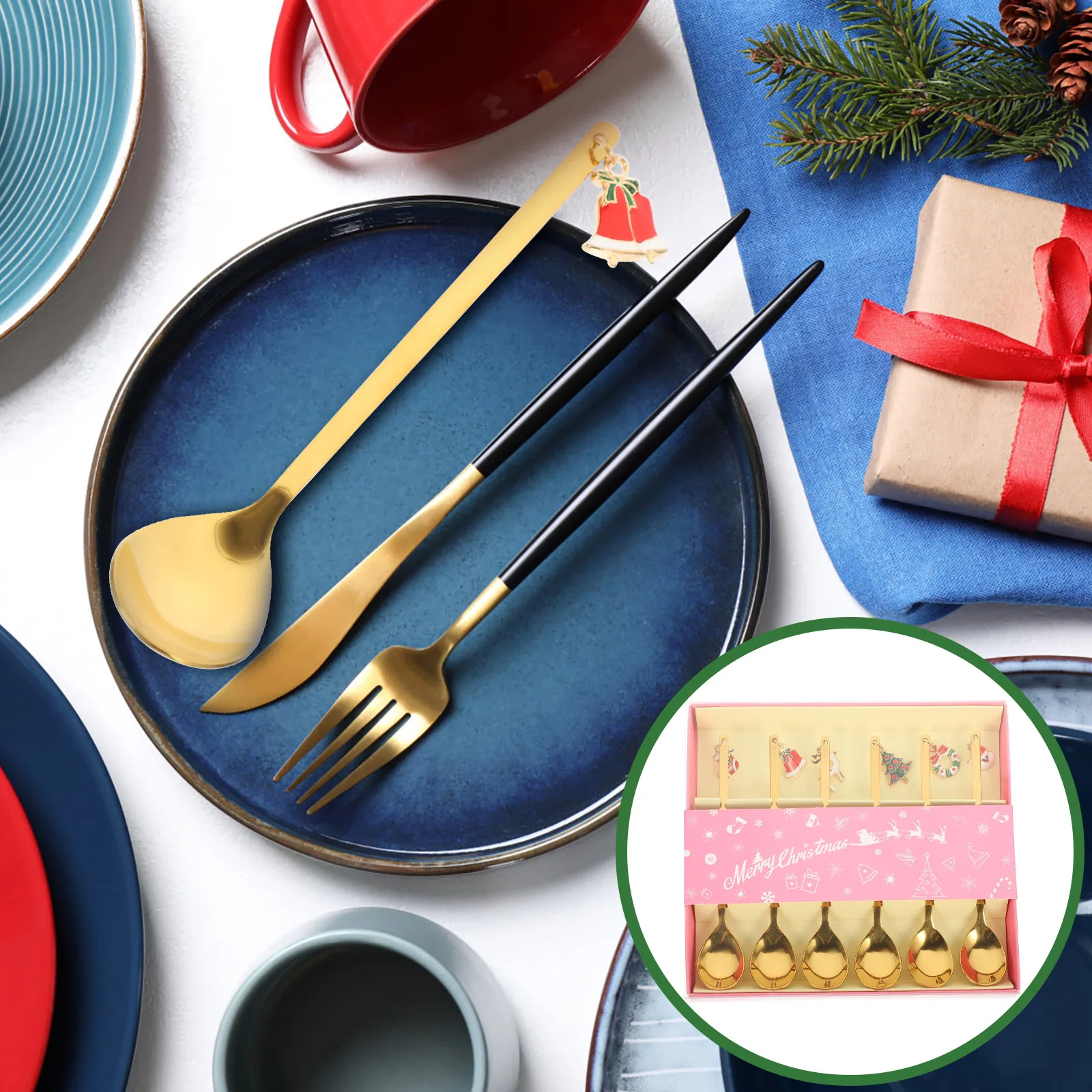 

1Set Coffee Spoon Stainless Steel Christmas Design Multipurpose Dessert Scoops for Party Home Dessert Spoon Cake Scoop