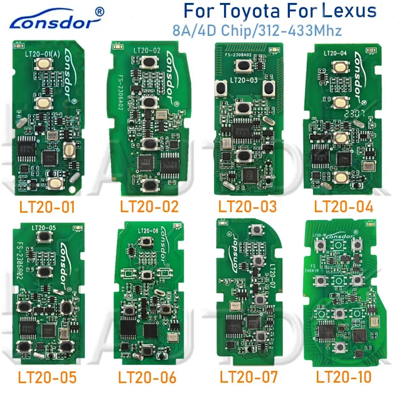 Lonsdor LT20 Smart Key 312-434Mhz 8A+4D BA Chip For Toyota & For Lexus Support K518 K518ISE KH100+ Universal PCB Circuit Board