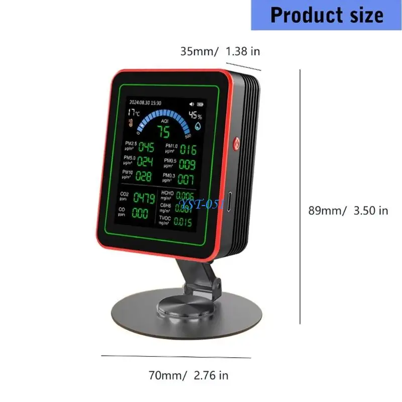 E15A 18 In 1 Air Quality Monitor With High Precisions Sensors For Formaldehyde CO2 TVOC PM2.5 Temperature Humidity and More
