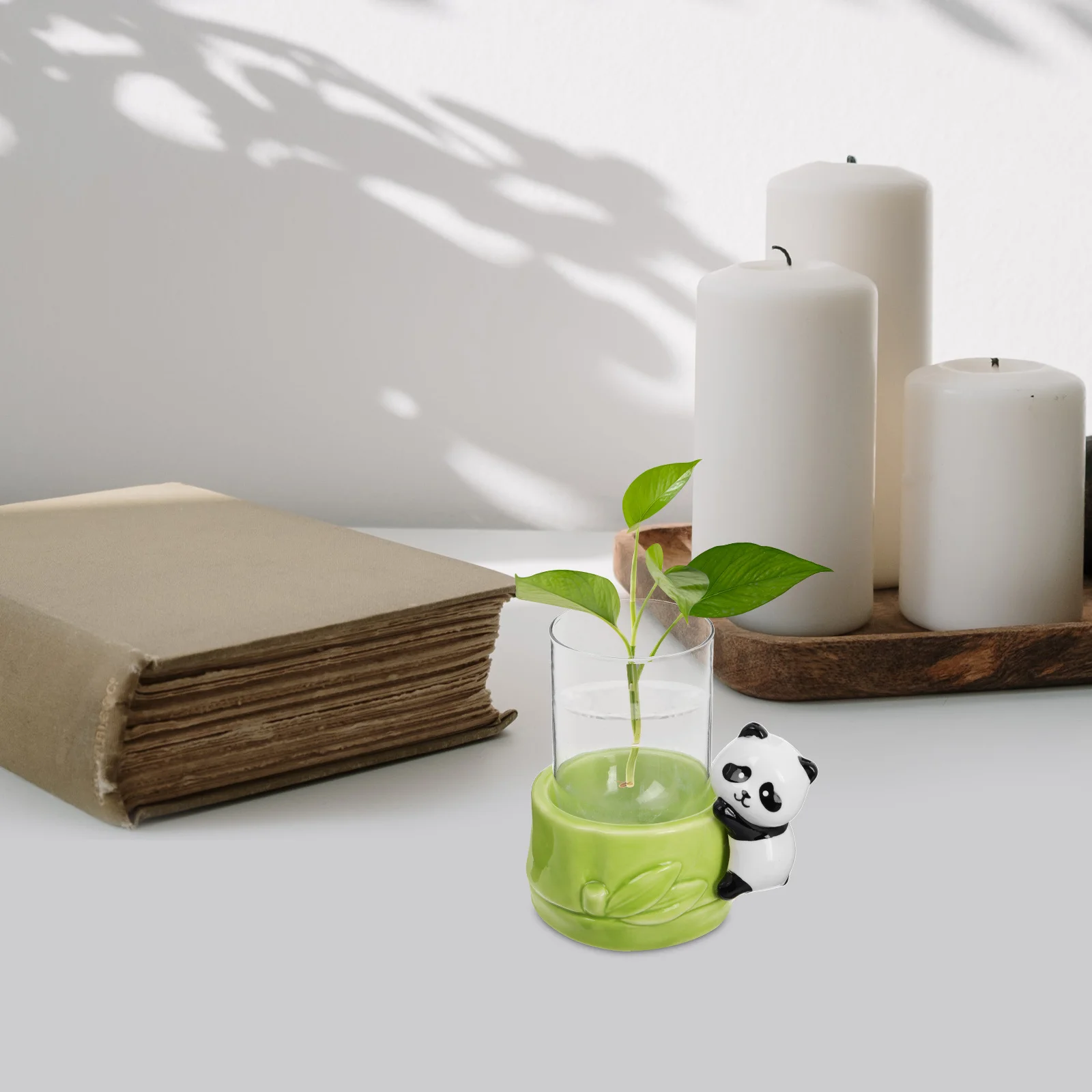 

Panda Hydroponic Vase Ceramic Planter Fresh Flower Pot Water Plant Display Indoor Table Desktop Decoration Hydroponic Decor Vase
