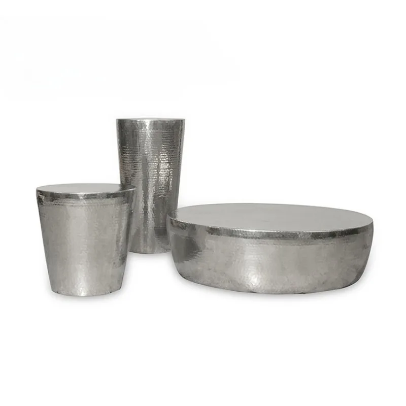 Creative hand-forged art coffee table aluminum forged round coffee table side table