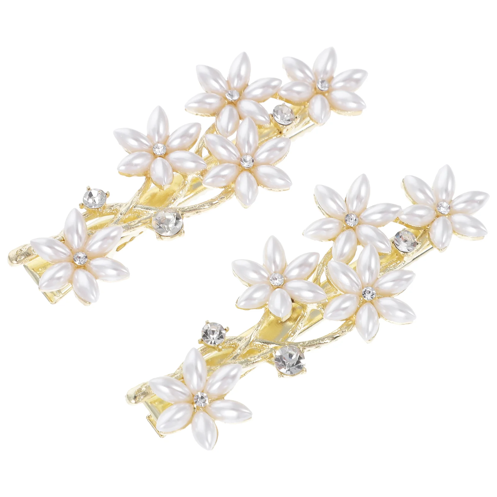 

2 Pcs Hairpin Flower Wedding Headdress Bridal Tiara Zinc Alloy Pearl Bride Rhinestone Bobby Pins