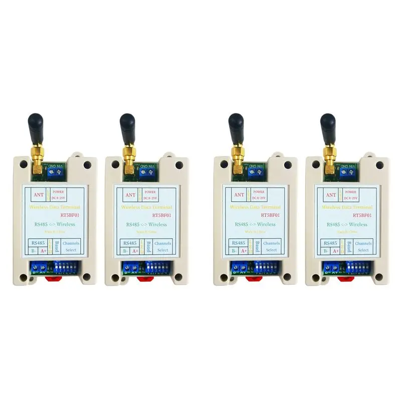 4Pcs VHF/UHF Radio 426Mhz-508.5Mhz Wide Range RF UART RS485 Wireless Transceiver Board Modbus RTU Module DC 12V 24V
