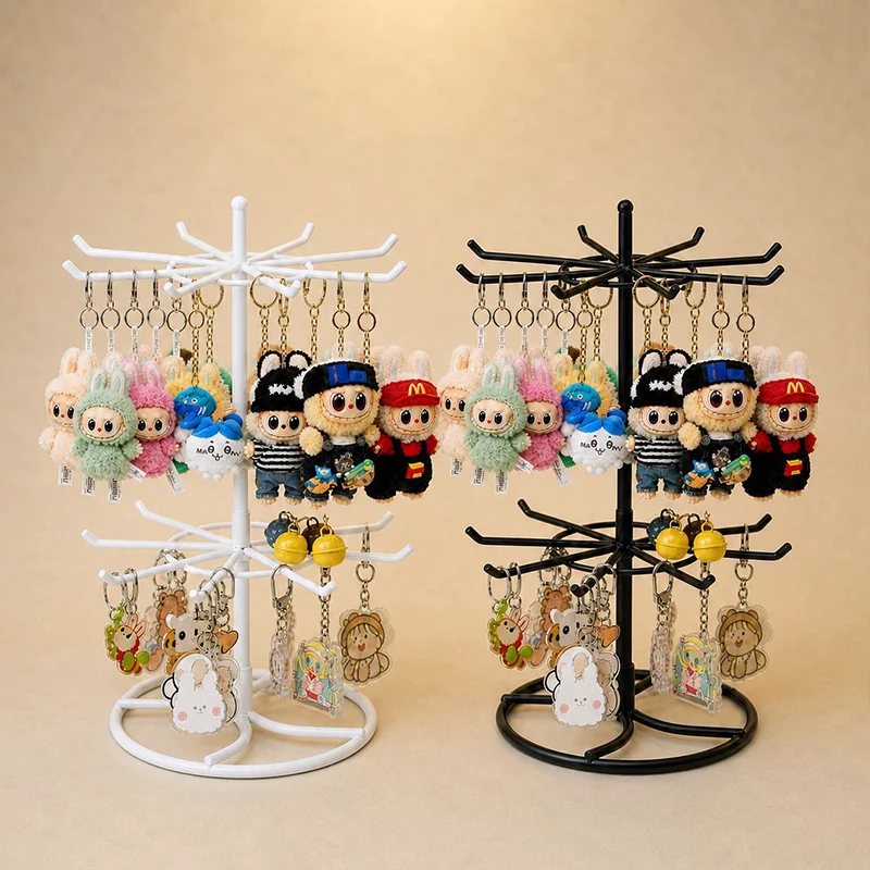 Rotatable Keychain Storage Rack Necklace Doll Mobile Phone Accessory Display Stand Desktop Organizer Jewelry Holder