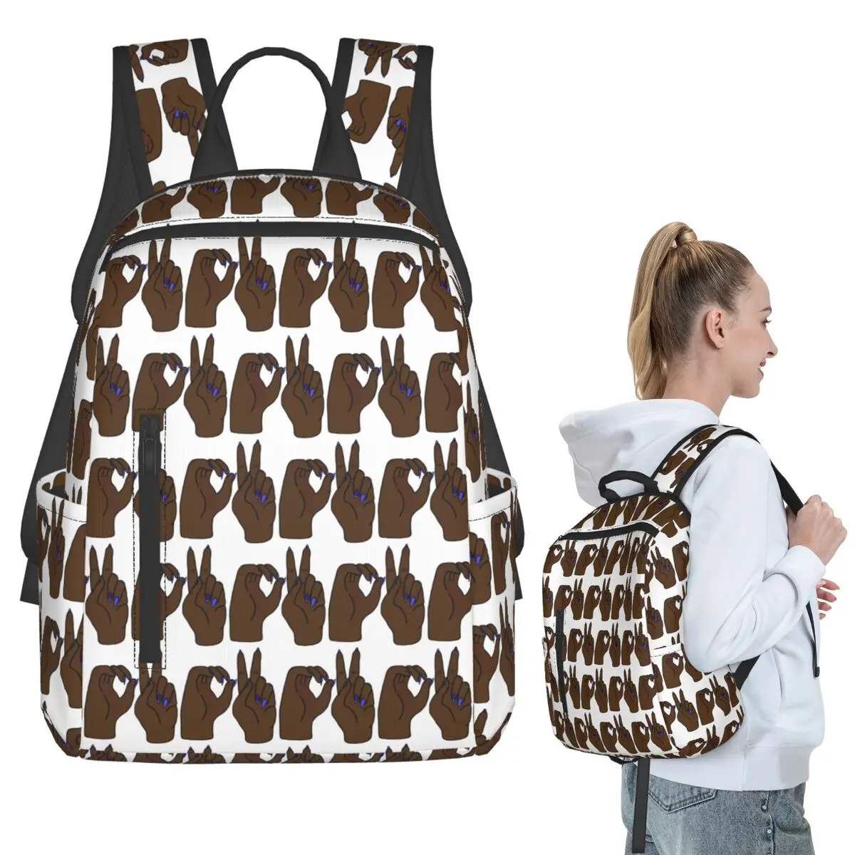 

ASL OK Backpack Student BookBag Children School Bag Laptop Shoulder Bags Men Women