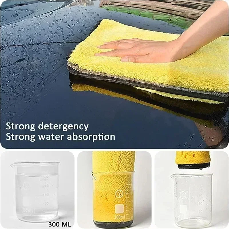 1PCS Toalha de Secagem para Carro em Microfibra Super Absorvente, Pano de Limpeza Profissional para Detalhamento Automotivo e Limpeza Doméstica