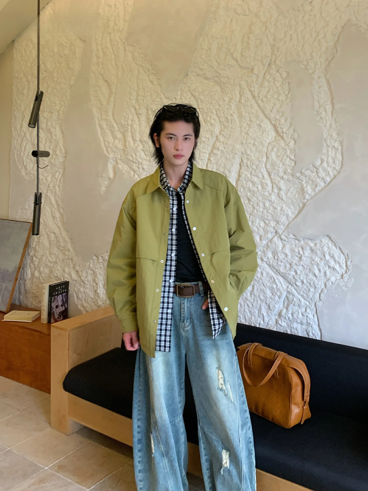 

ONEARTS Casual Double-Sided Wearable Men's Jaet Autumn Season Zipper Closure Workwear Sle Contrast Color Collar Jaet