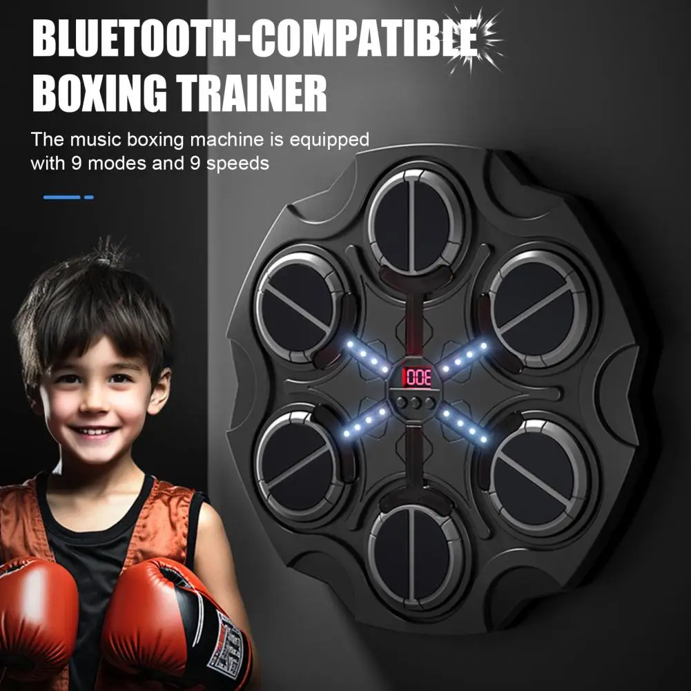 Picture 4: Music Boxing Machine with Gloves Wall-Mounted Boxing Target with LED 9 Speed Adjustable Electronic Boxing Trainer Punching Pad