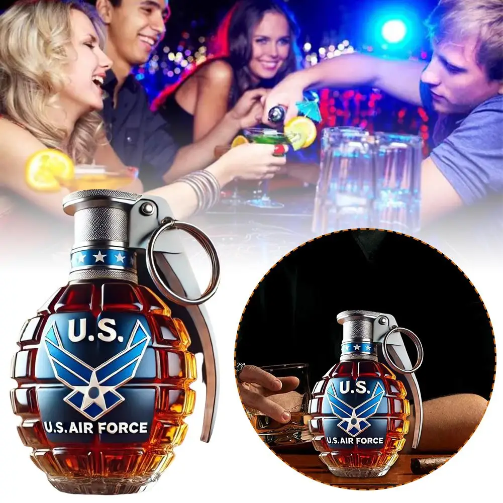 زجاجة ويسكي الدورق زجاج بوروسيليليك مرتفع على شكل قنبلة يدوية مع فلين محكم أدوات برواري منزلية متينة للسكوتش/النبيذ/الخمور #4