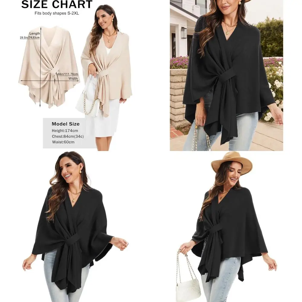 

Elegant Women's Shawl Wraps, Soft Open Front Poncho Sweaters for Spring, Fall, Winter