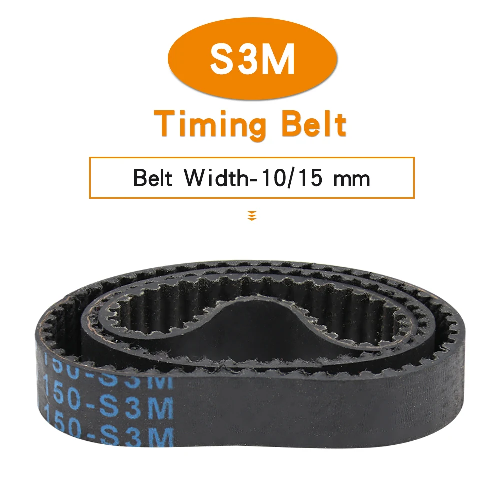 Rubber Belt S3M-120/123/129/138/144/150/153/159/162/165/171 Closed Loop Transmission Belt Teeth Pitch 3 mm For 3M Alloy Pulley