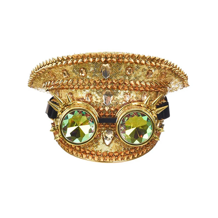 Steampunk Style Glasses Bucket Hat for Carnival Party