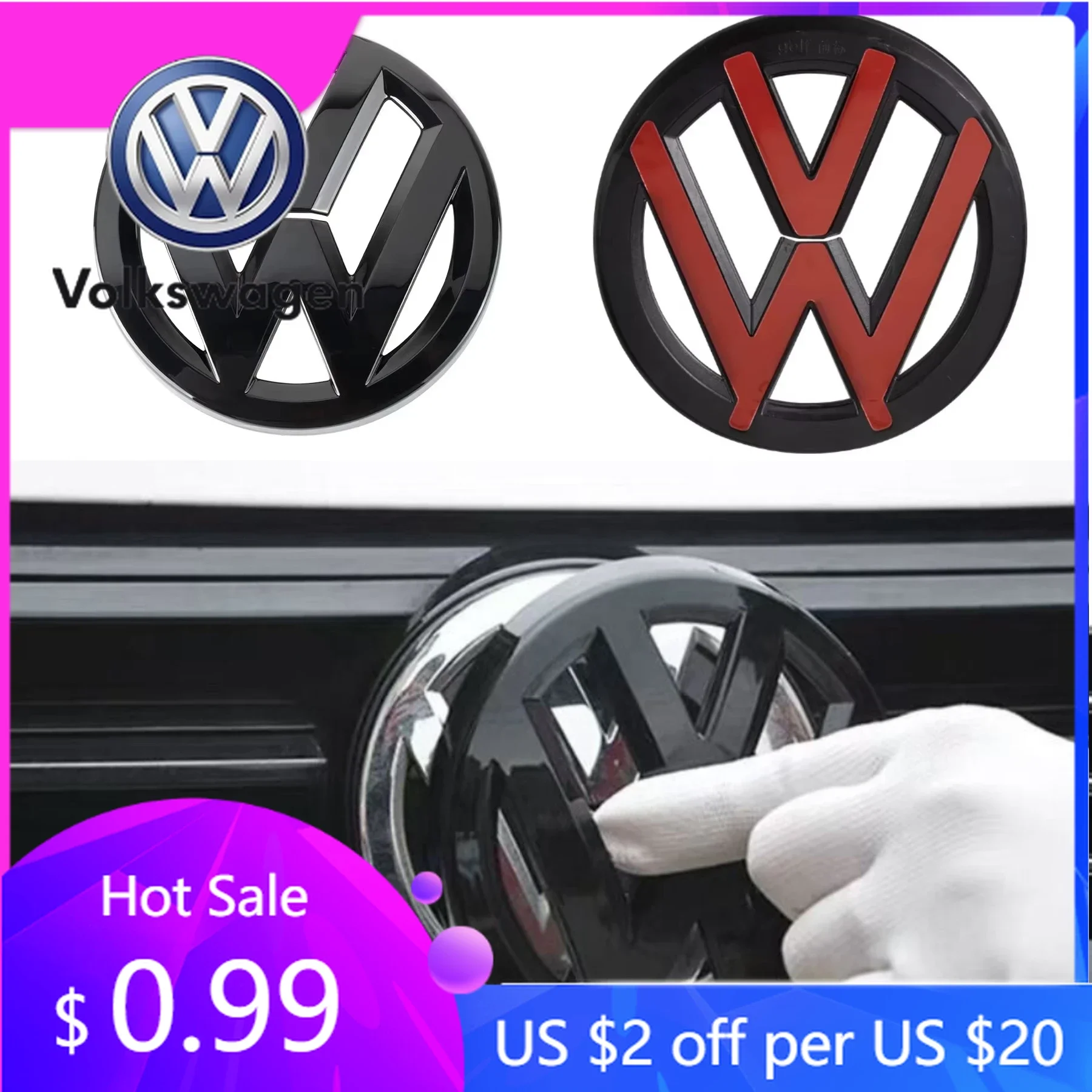 

Спойлеры с крыльями для Volkswagen Golf 7.5 (MK7.5) 2018-2020, пользовательские наклейки на передний радиатор и наклейка на задний багажник, высокое качество, нет