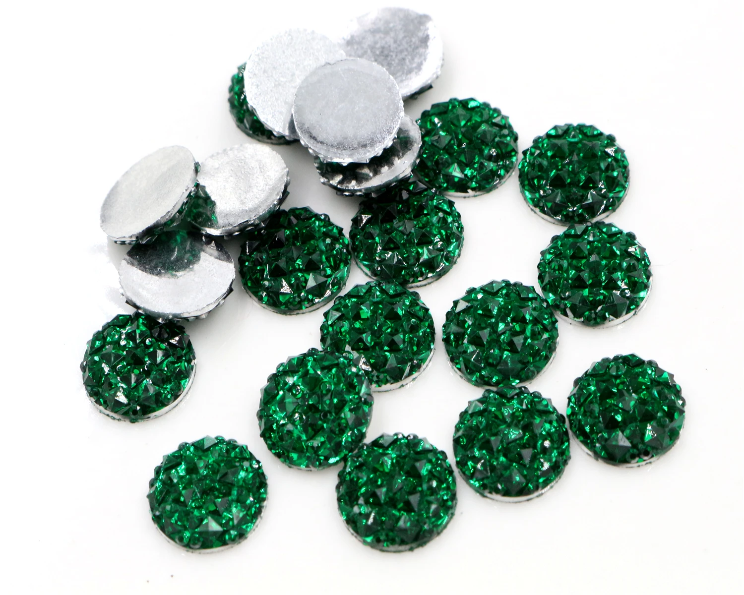 New Fashion 40pcs 12mm Green Color Flat back Resin Cabochons Cameo  G7-35