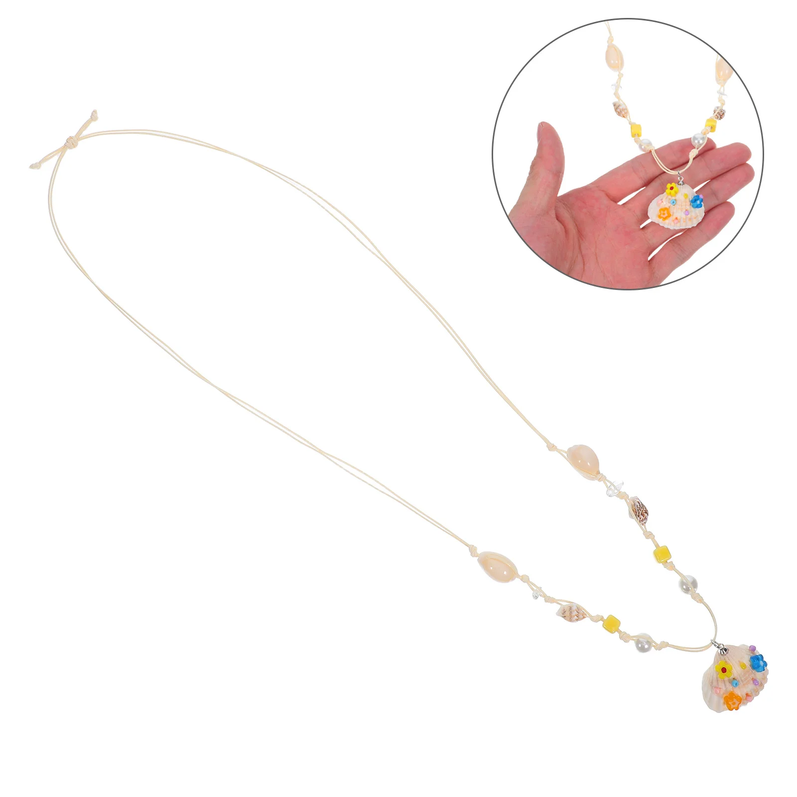 

Conch Shell Necklace Wax Rope Collarbone Chain Unique Summer Beach Jewelry Vacation Accessories for Women Mermaid Shell Necklace