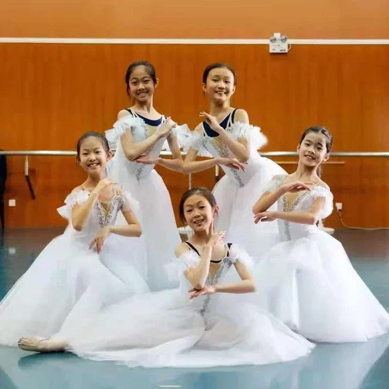 White Ballet Dress Long Romantic Ballet Tutu Professional Ballet Swan Lake Ballerine Femme Children Girls Fairy Costume