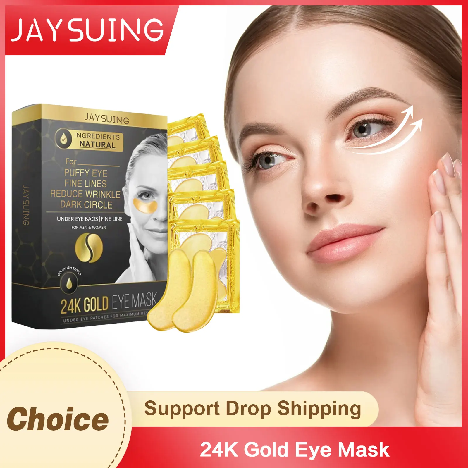 24k Gold Eye Mask Dark Circle Removal Fade Fine Line Remove Dryness Anti Puffiness Lifting Tighten Crystal Collagen Gel Eye Mask