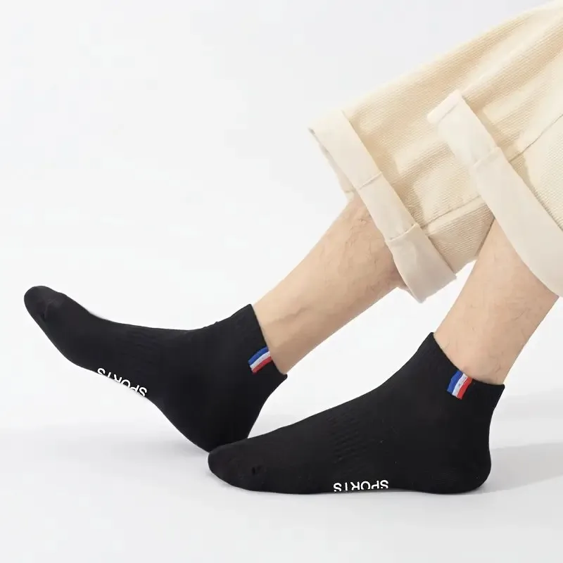 10/20/30 Pcs Men Breathable Low-Cut Athletic Socks Comfortable Moisture Wicking Polyester Spandex Blend for Sports & Casual Wear