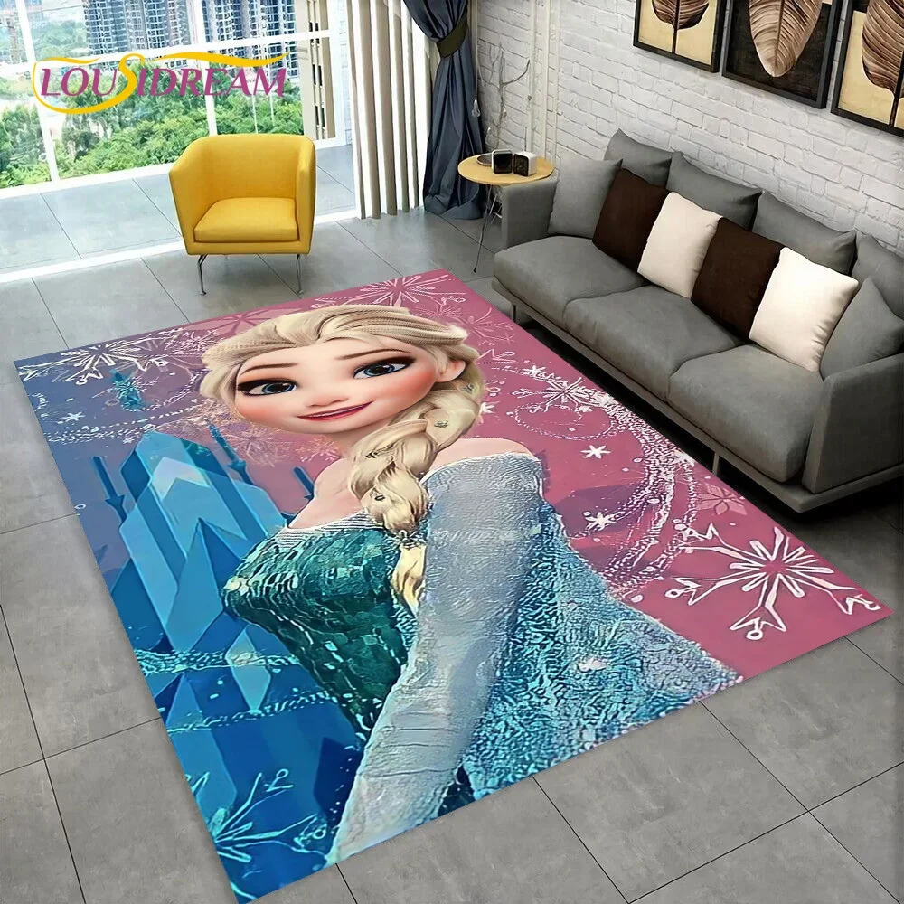 Disney Frozen Elsa Princess Snow Queen Cartoon Carpet Rug for Home Living Room Bedroom Sofa Doormat Decor,Kid Non-slip Floor Mat