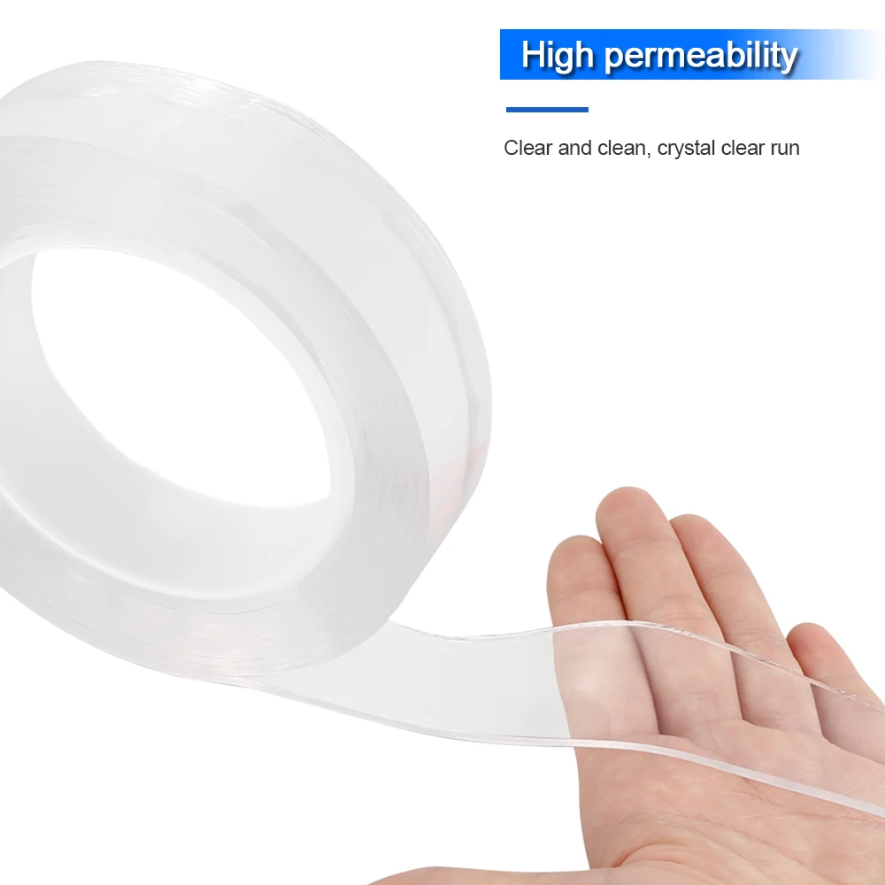 1/3/5M Double Sided Tape Transparent Acrylic Reusable Waterproof Adhesive Tracsless Tape Gadget Cinta Doble Cara Nano Tapes view 2