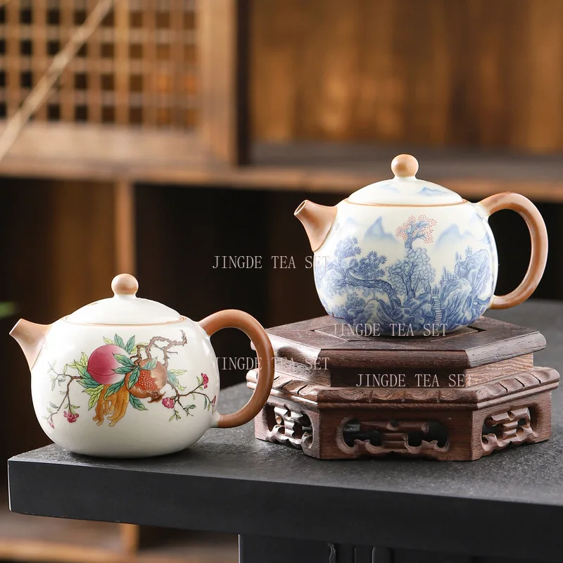 220ml capacity ceramic Ru kiln Xi Shi teapot for home brewing Chinese Kung Fu tea set high-end brewing teapot