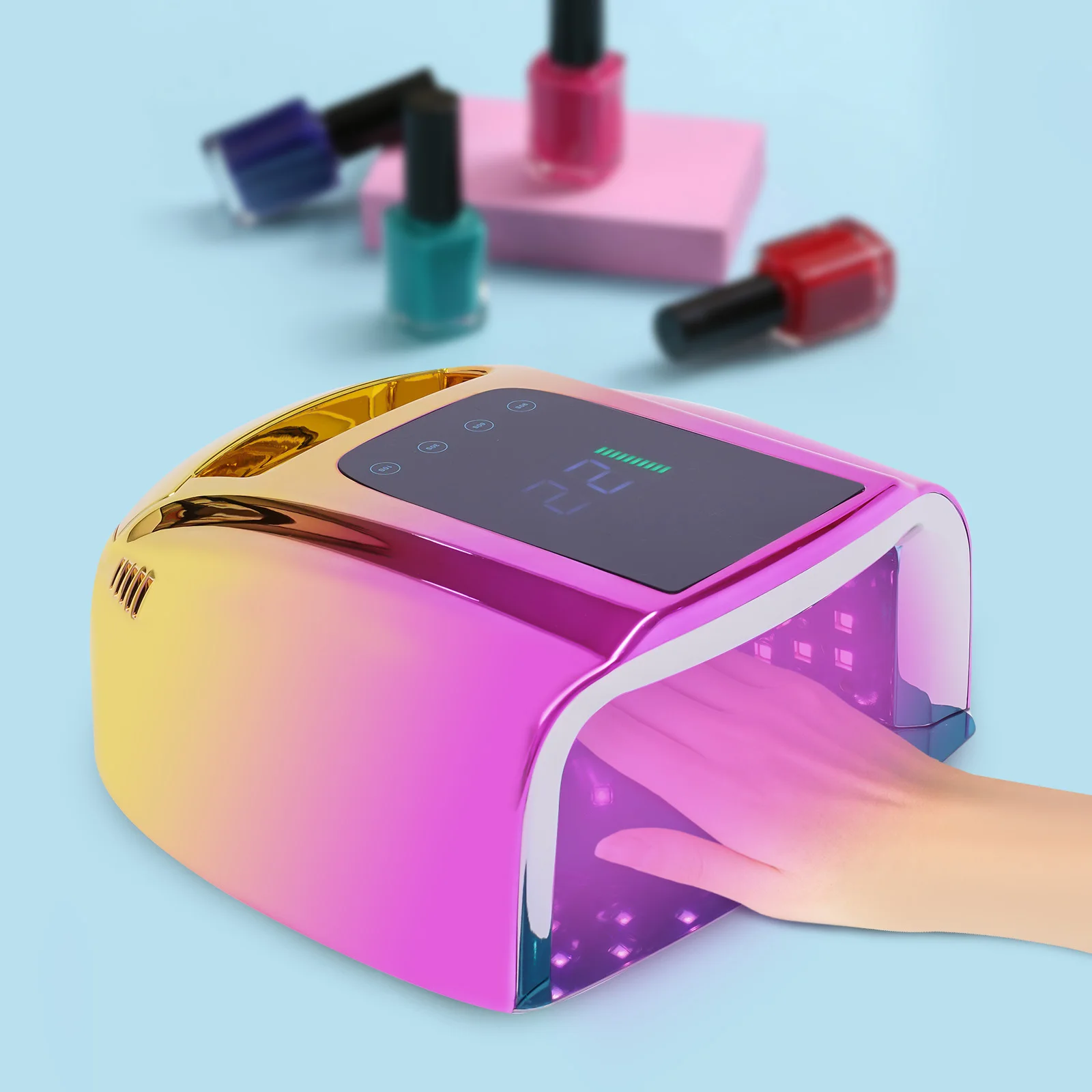 전문가용 충전식 96W UV LED 휴대용 무선 UV 램프 네일 램프 머신 (4단계 타이머 설정 및 스마트 센서 포함)