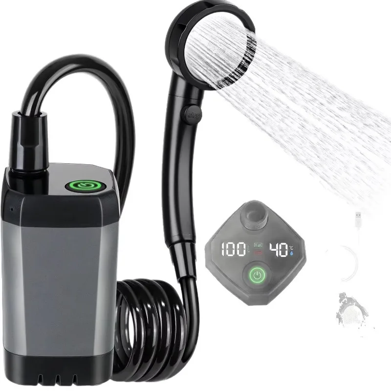 

Multi-spray mode filter 6000 mAh rechargeable electric shower pump portable camping shower with smart digital display