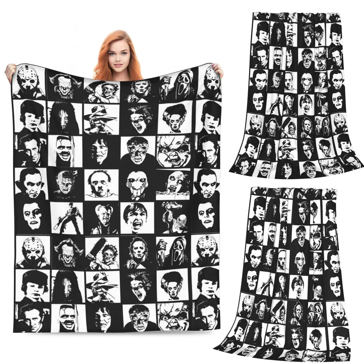 

Horror Iconz Blanket Flannel Sofa Throw Blanket Super Soft Throw Blankets for Couch Bedding Travel Throws Bedspread Quilt