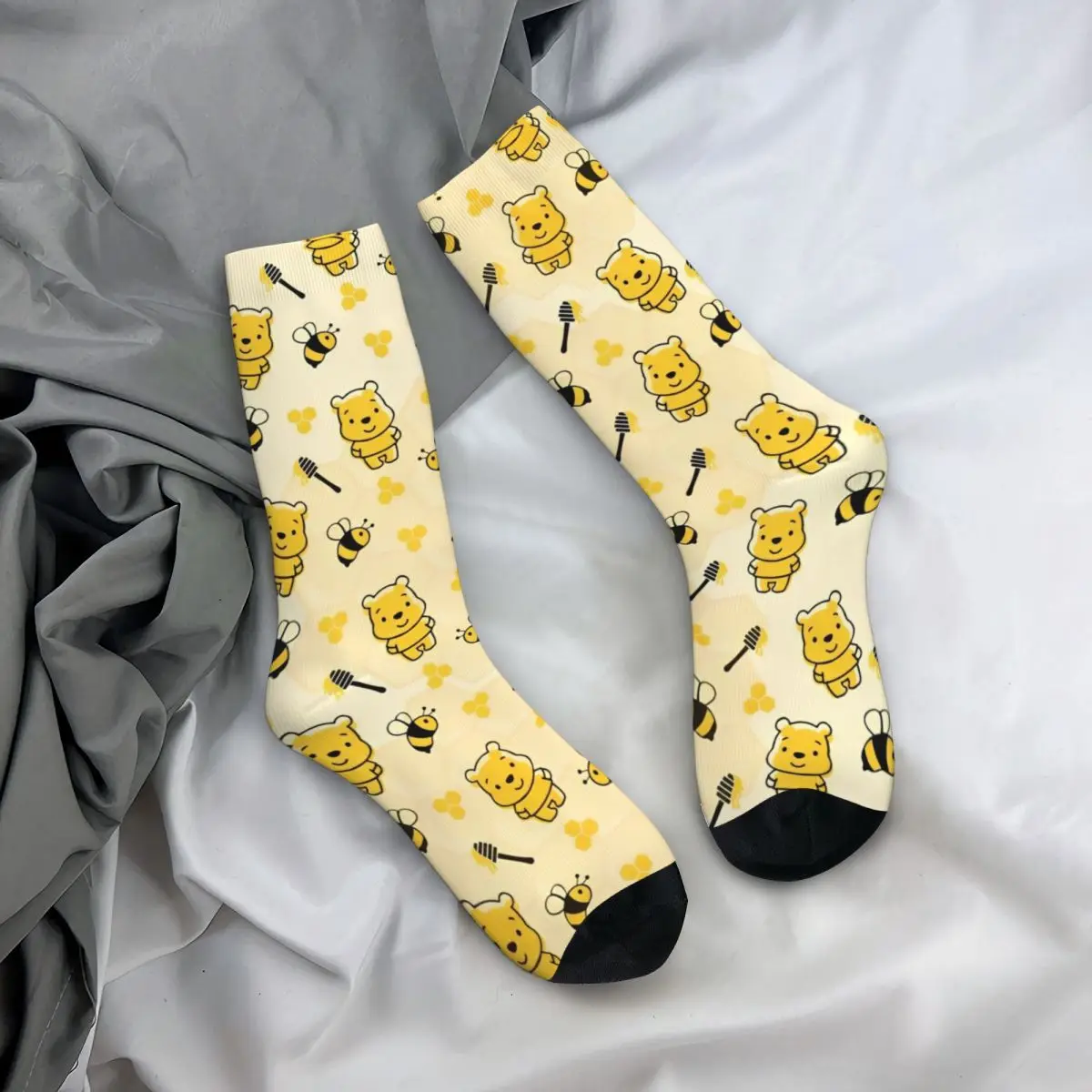 Winnie The Pooh Honey Baby Socks for Men Women Warm Casual Socks High Quality Merch Middle Tube Socks Small Gifts