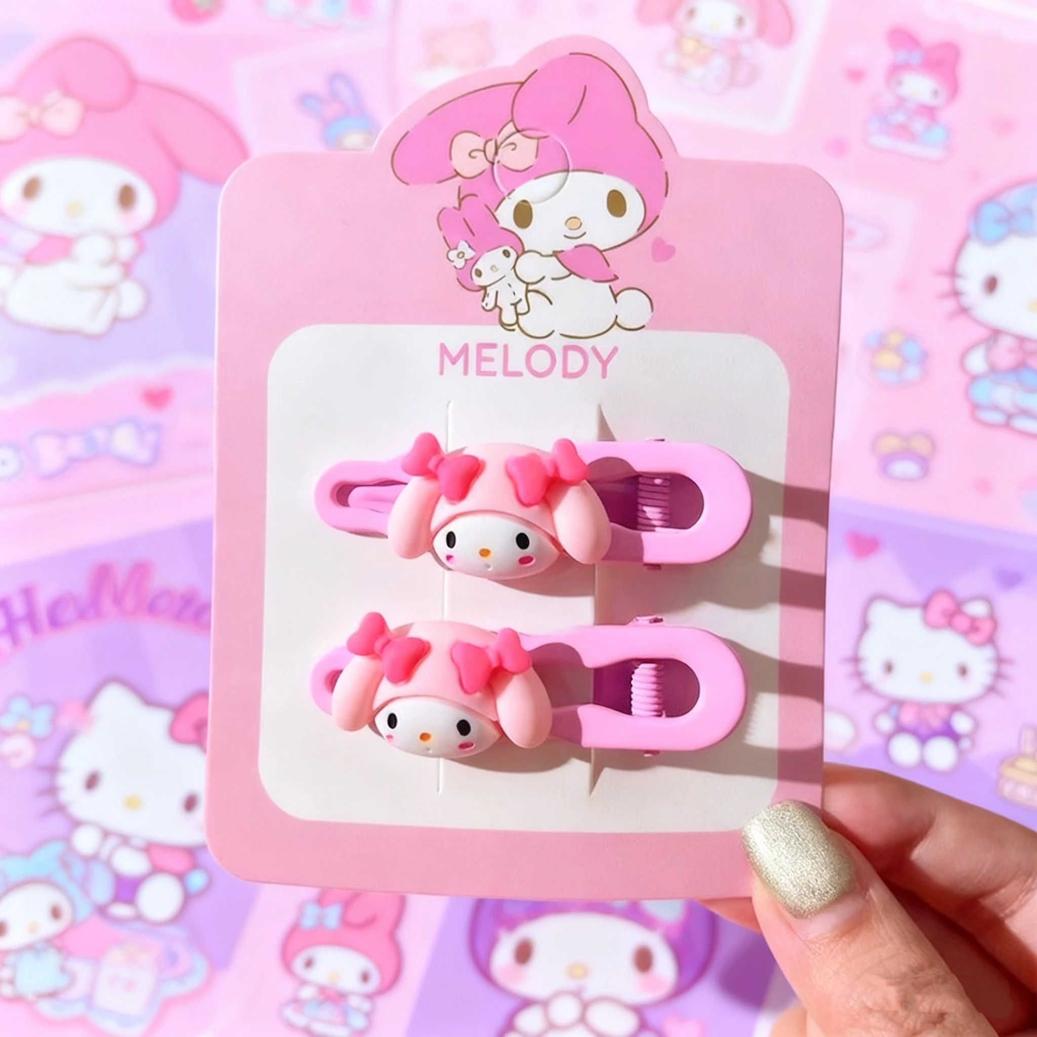 高品質のかわいいキャラクターヘアクリップセット - ハローキティ マイメロディ クロミ キュートな漫画ヘアバレッタ 可愛いヘアアクセサリー