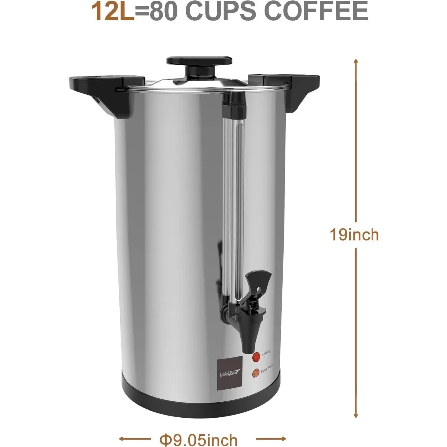 業務用グレードのステンレス鋼製80カップ（12L）パーフォレート式コーヒーマシン、自動温度制御機能付きホットウォーターマシン