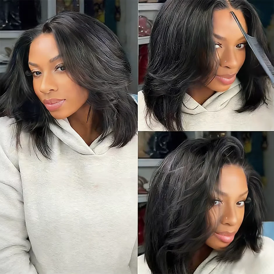 

ISEE Human hair Wigs Kinky Curly Half Wig Upgrade Glueless 3 IN 1 Half Wig With Drawstring Flip Over