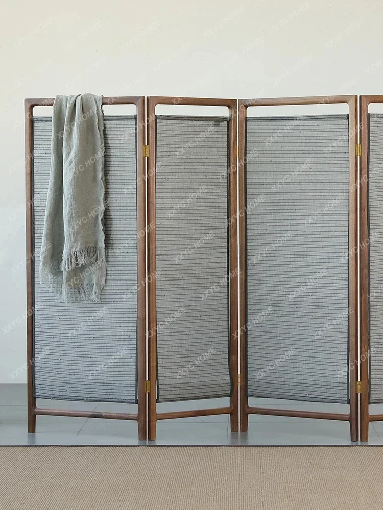 

Q12 Black Walnut Solid Wood Subareas Screens Covering Removable Folding, Accordion Partition