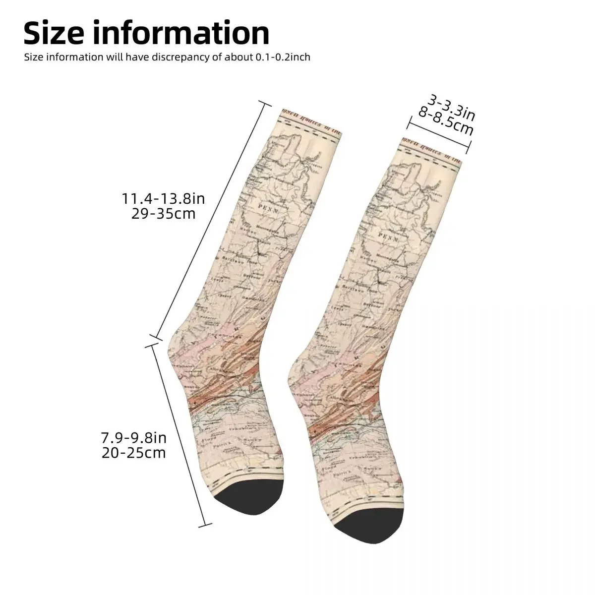 Vintage Geological Map Of Virginia (1875) Socks Harajuku Stockings All Season Long Socks for Man's Woman's Birthday Present