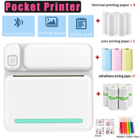 Mini Thermal Printer Wireless BT 200dpi Label Photo Memo Wrong Question Printing Tag Bluetooth Printer USB Cable + Printer Paper