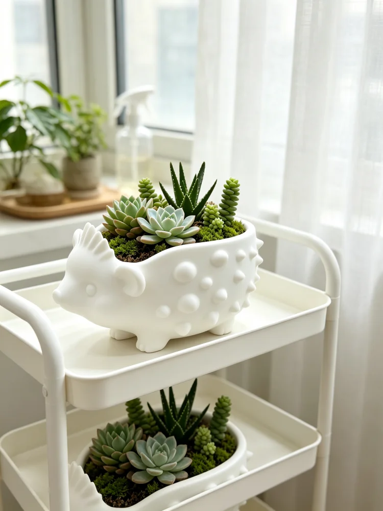 Plant Pot Small Desk - Modern Minimalist Hedgehog Animal Flower Pot,