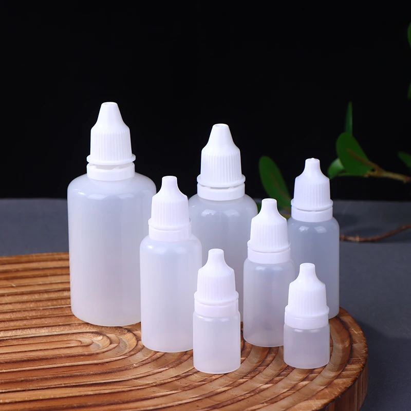 10PCS 5/10/15/20/30/50ml Empty Plastic Dropper Bottle Paint Beauty Oil Squeezable Refillable Bottle Cosmetics Storage Bottles
