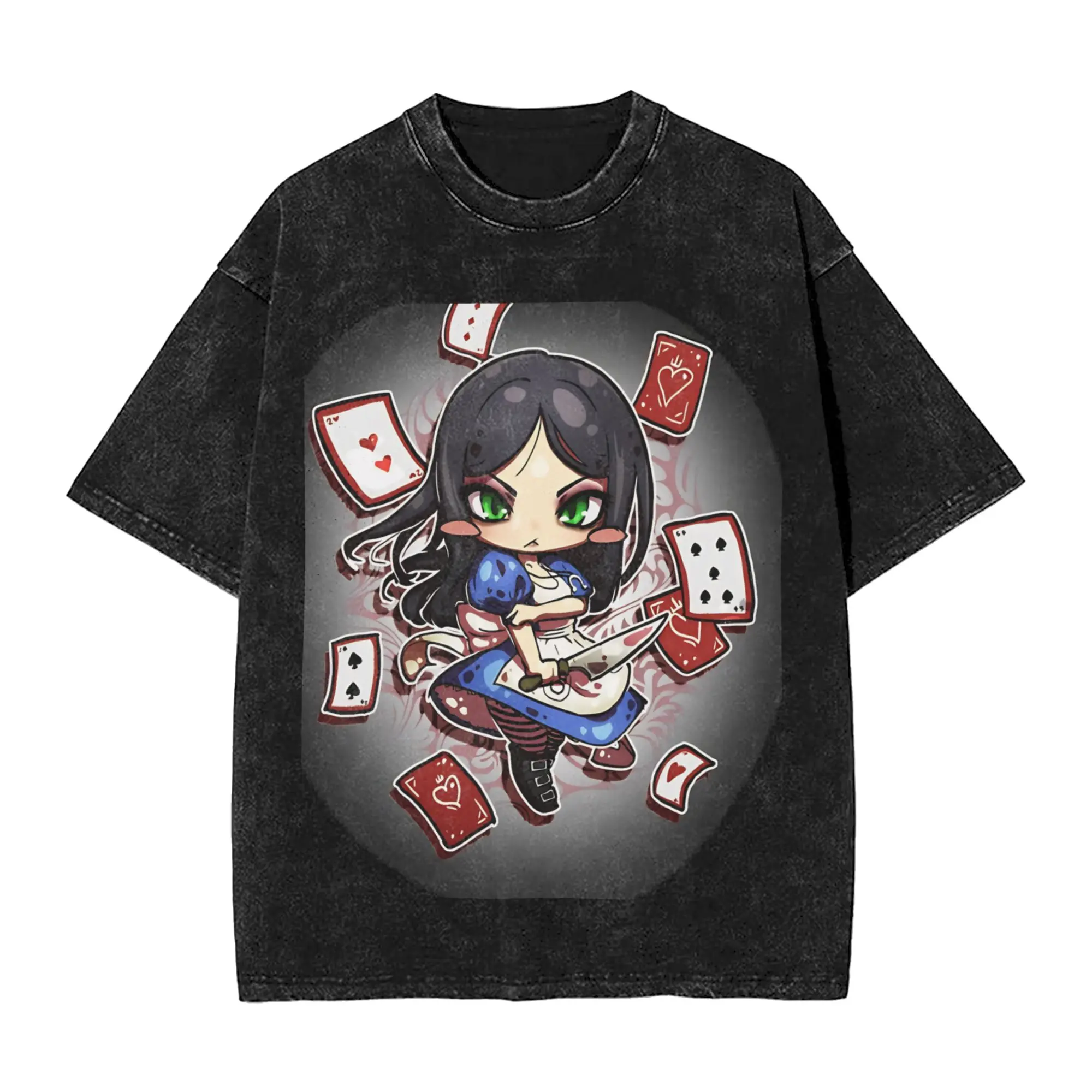 Alice Madness Returns Men T Shirts Washed  Amazing Tee Shirt Short Sleeve Round Neck T-Shirt Cotton Birthday Gift Clothing