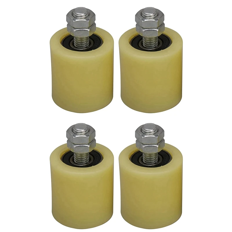 4PCS 48X50mm Yellow Silver Nylon Steel Flat Roller Bearing Guiding Wheel 6201 M12 Screw For Electric Door Sliding Gate