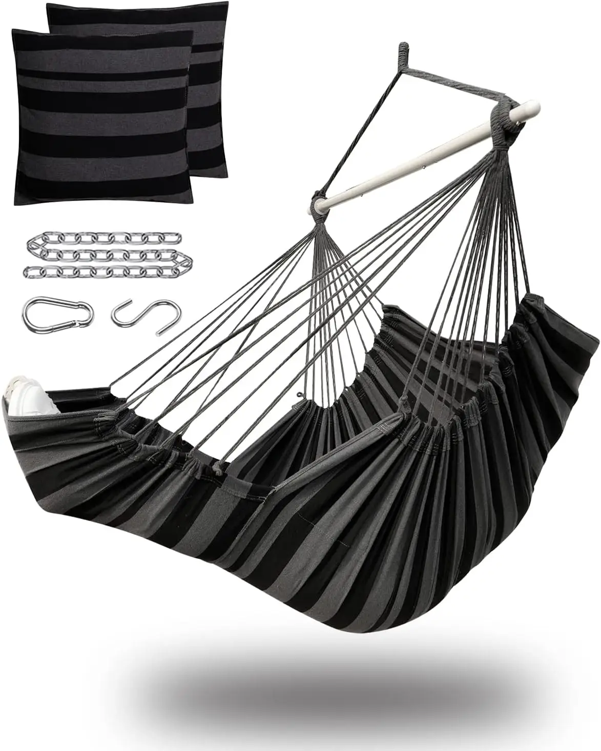 

Comfort corner Hammock Chair Hanging Chair Swing for Bedroom with Foot Rest,Steel Spreader Bar with Anti-Slip Rings-2 Cushions