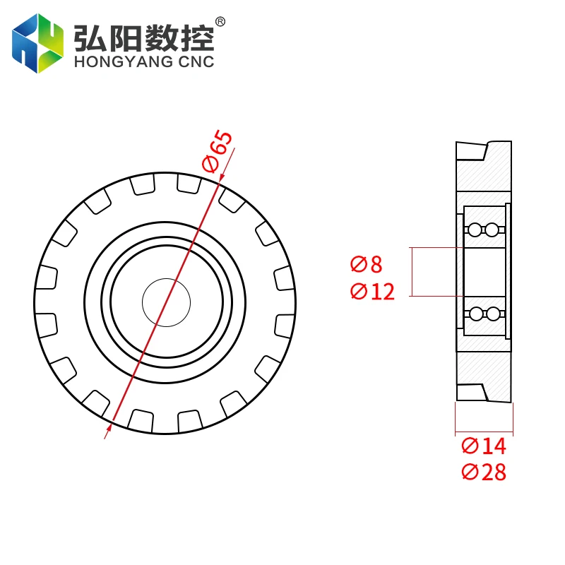 ลูกกลิ้งความดันยางทอลายทแยง 65*8/12*28 มม.สีขาวร่องกด Roller เหมาะสําหรับ NANXING ขอบแถบเครื่องไม้เครื่องมือ