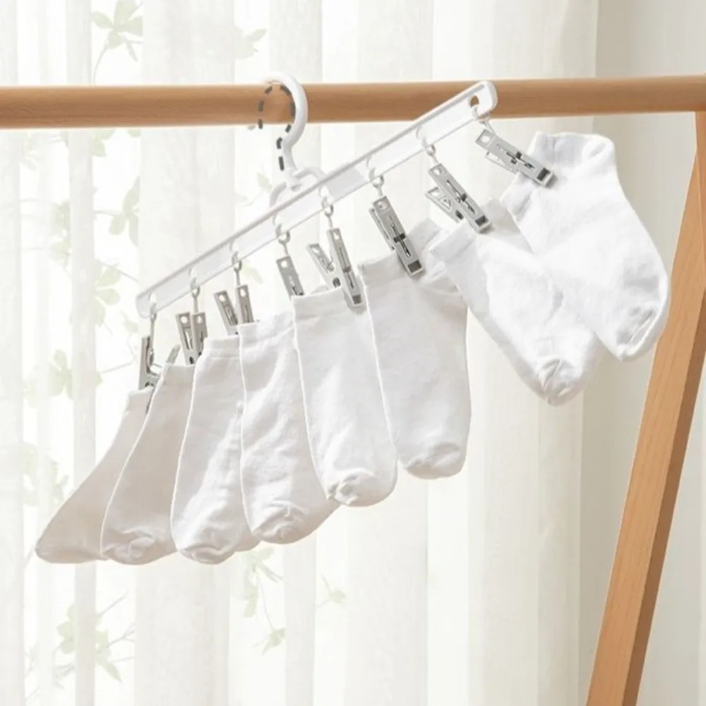 

5pcs Pants Clip 8 Clips Socks Drying Rack Windproof Non-Slip Drying Clips Plastic Multi-Function Underwear Drying Student Home