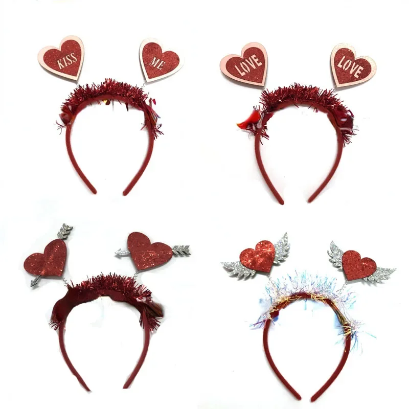 20pcs Women Girl Red Love Heart Kiss Headbands Hair Hoops Hairband  Festive Party  Costume Accessories Birthday Wedding Cosplay