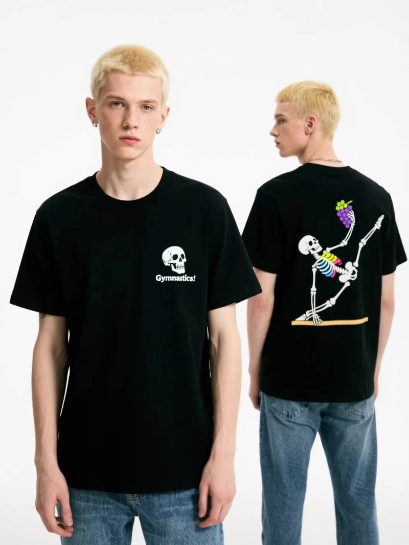 

2025 Summer New luxury brand's new men's and women's cotton T-shirt with baseball themes black T-shirt and unique cotton skulls