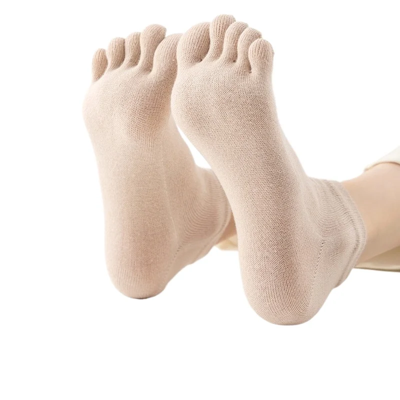 Women Five-Finger Short Cotton Socks Summer Thin Breathable Soft Absorb Sweat Sports High Elastic Invisible Short Split Toe Sock