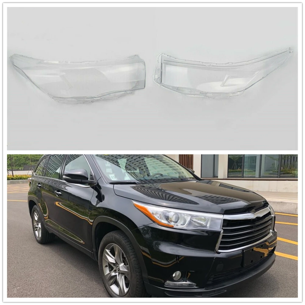 

2PCS Headlight Lens Cover Lampshade Shell Frame Case For Toyota Highlander 2015 2016 2017